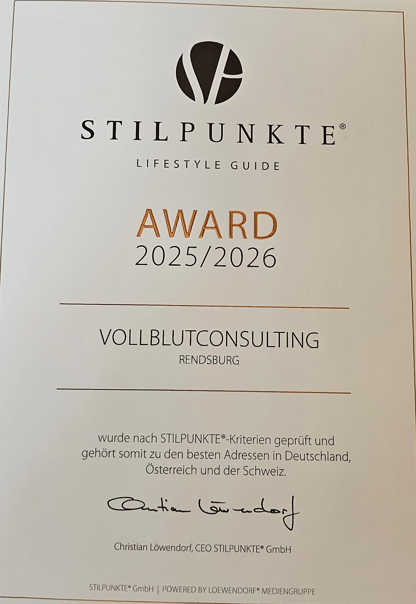Weitere Auszeichnung für Vollblutconsulting